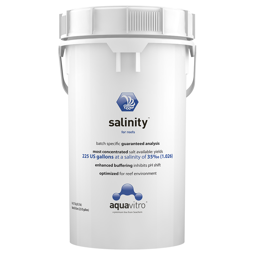Salinity, preparado anhidro profesional 15,7 kg / 34 lbs, prepara 120 gal, especial arrecife